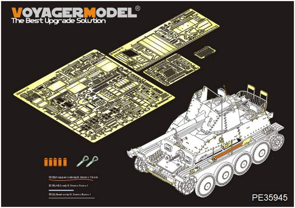 

Voyager Models Масштаб Другої світової війни Німецький Marder 3 Базовий Набір Tamiya Пластикові Модельні Деталі PE35945 1/35 Sd.Kfz.139 (Протитанкова самохідна артилерійська установка) (за
