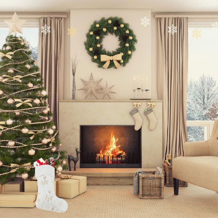 Winter White Christmas Stocking Hanging Bag Decoration Soft Textured Design Gift Storage Holiday Essential