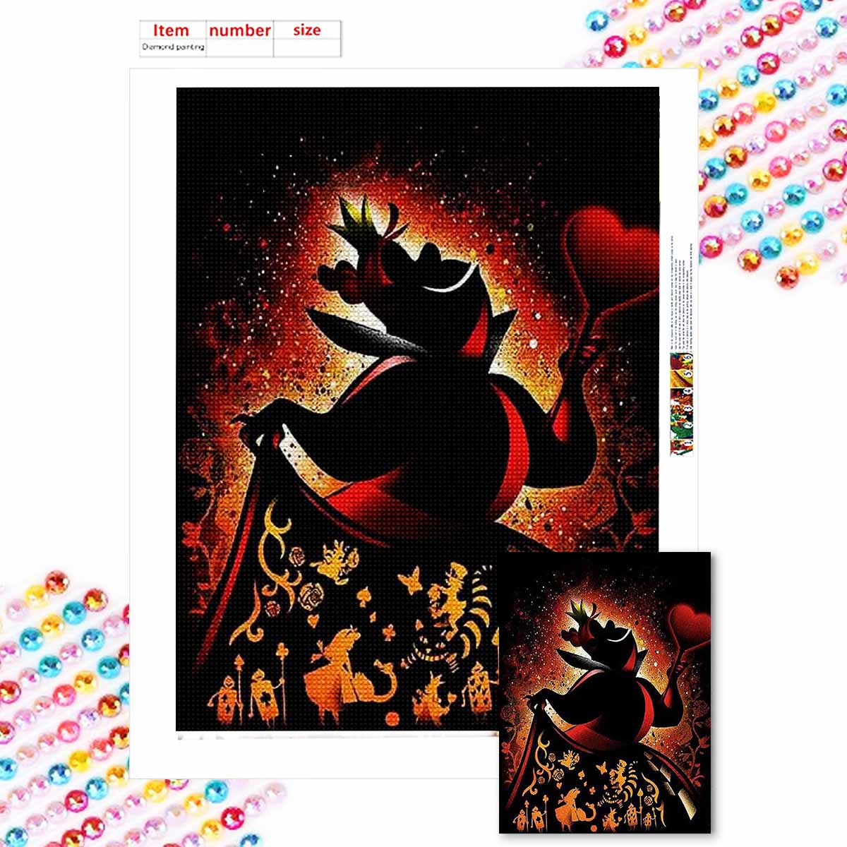 

Полная круглая алмазная живопись Злобная королева Искусство Стразы Картина Мозаика DIY 5D Вышивка крестом Домашнее украшение Round 20x30cm