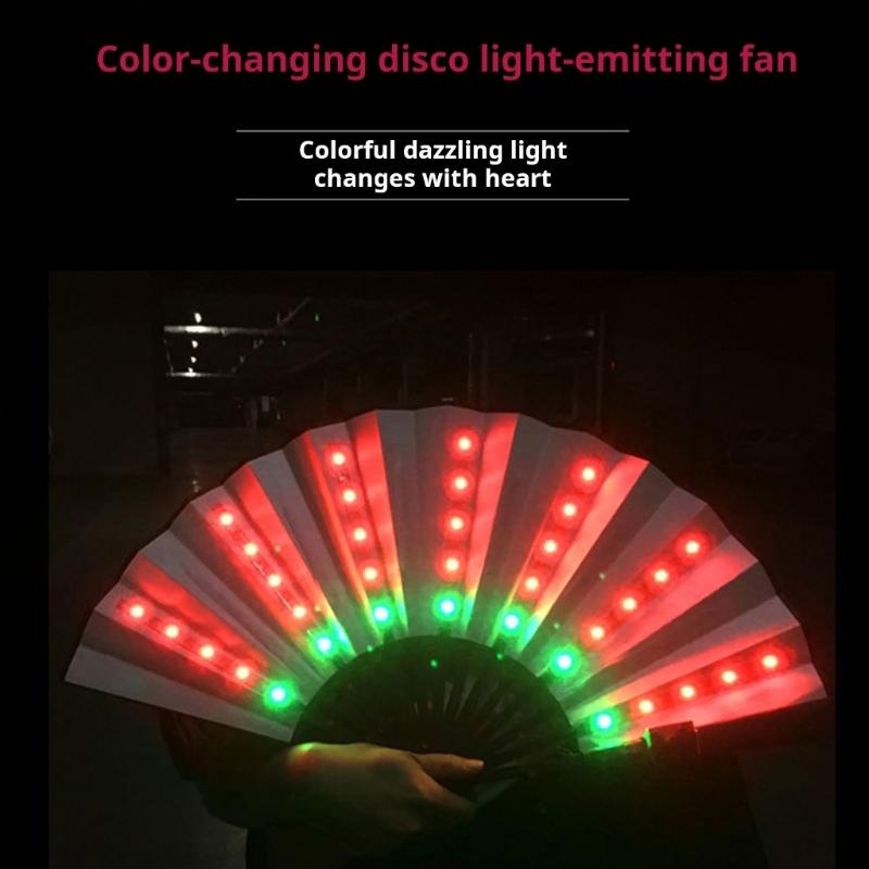 Schöner fluoreszierender LED-Handventilator mit Fernbedienung für Hochzeiten, Konzerte und thematische Veranstaltungen