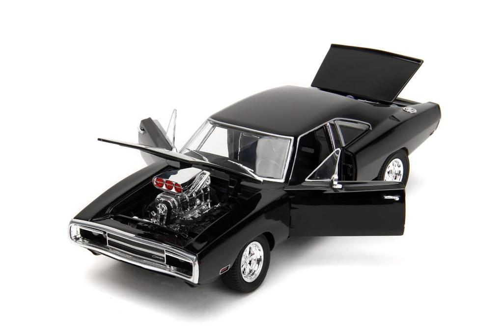 Jada Toys Rychle a zběsile True Spec Series 1970 Dodge Charger Černý hotový produkt JADA33721 a 1/24 F&F R/T (Pravá specifikace)