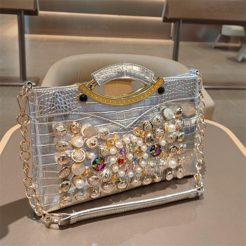 New Underarm Commuter Leather Handbag with Stylish Texture and Chain Shoulder Bag for Women