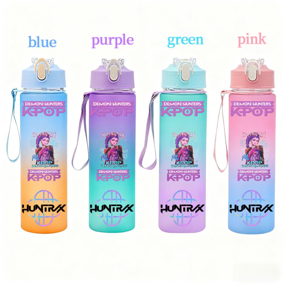 KPop Demon Hunters Gradient Water Bottles Student Adult Drinking Cup Portable High-capacity Outdoor Drink Bottle Gift 750ML Kid Friendly Entertaining
