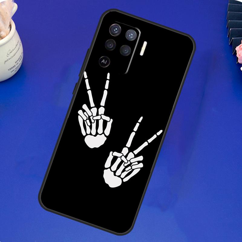 Skeleton Middle Finger Case For OPPO A17 A57 A77 A78 A15 A16 A52 A72 A76 A96 A74 A94 A5 A9 A31 A93 A54S A53S A57S