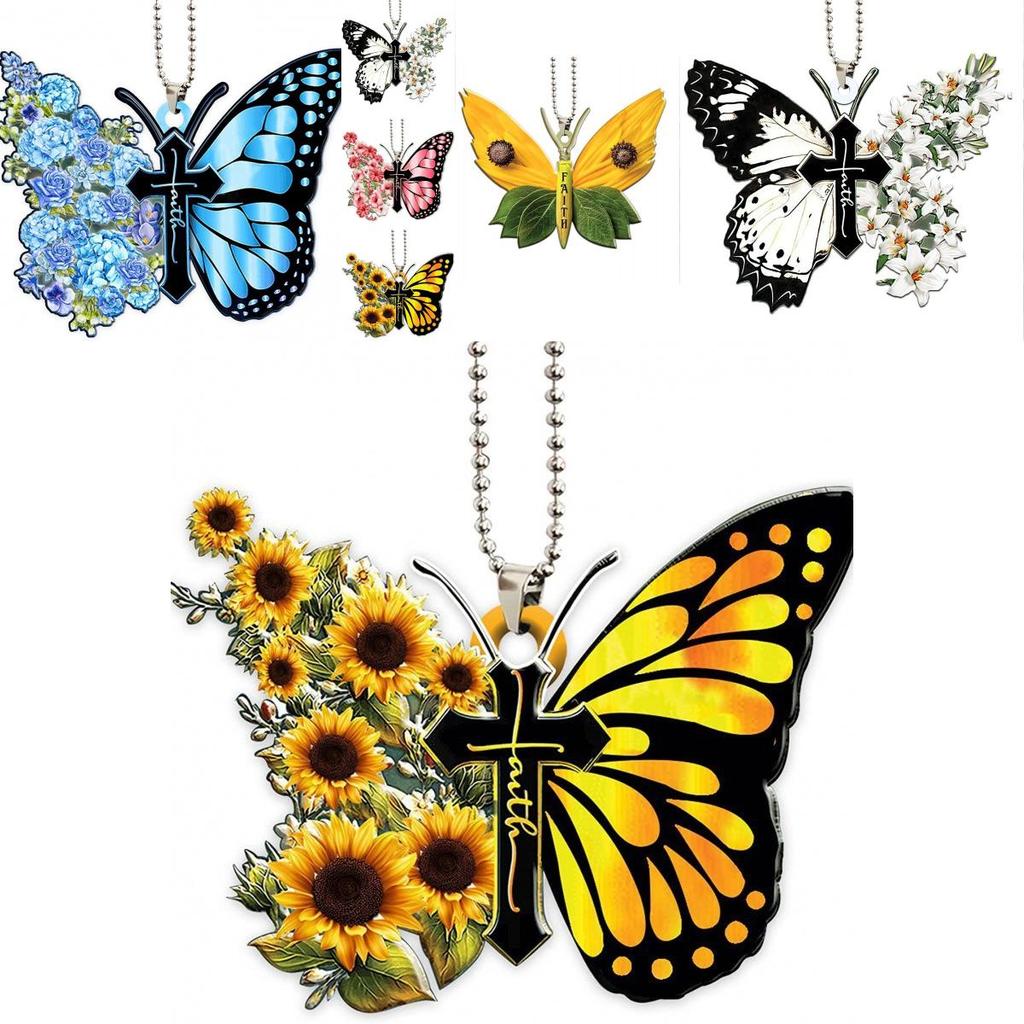 Bezaubernder Cartoon Schmetterling Autoanhänger Acryl Schlüsselanhänger Festliche Baumdekoration