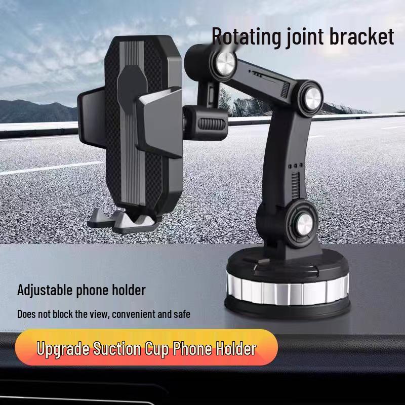Universal Shockproof Rotating Car Phone Holder with Large Suction Cup for Dashboard and Windshield.