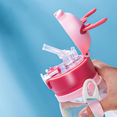 GIANXI Antler Sippy Cup Creative Children Cartoon Cups With Straws Outdoor Portable Leakproof Water Bottles Drinkware