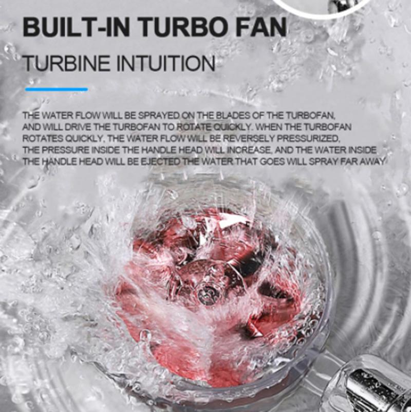 Pressure Turbocharged Flower Fountain Type Shower Head 3 Mode Saving Water with Water-Stopping,2021 Tik Tok Hot Sell