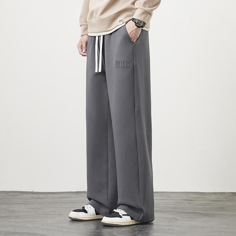 Spring Autumn Men's Straight Sweatpants Wide Leg Track Pants Drawstring Letter Sports Baggy Pants Casual Long Trousers Plus Size