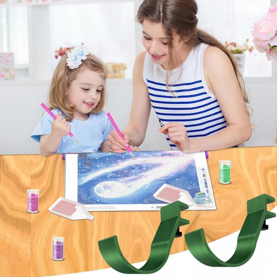 1 Pair Rhinestone Art Canvas Holder Universal Adjustable Rhinestone Painting Table Clamp Plastic Rhinestone Art Painting Roller Tool