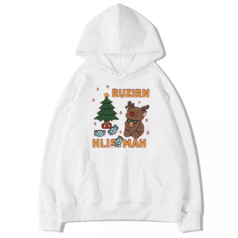 

Christmas Preheating Cute Reindeer Print Casual Loose Hoodie Trendy Wear For Teenagers Warm Hoodie S