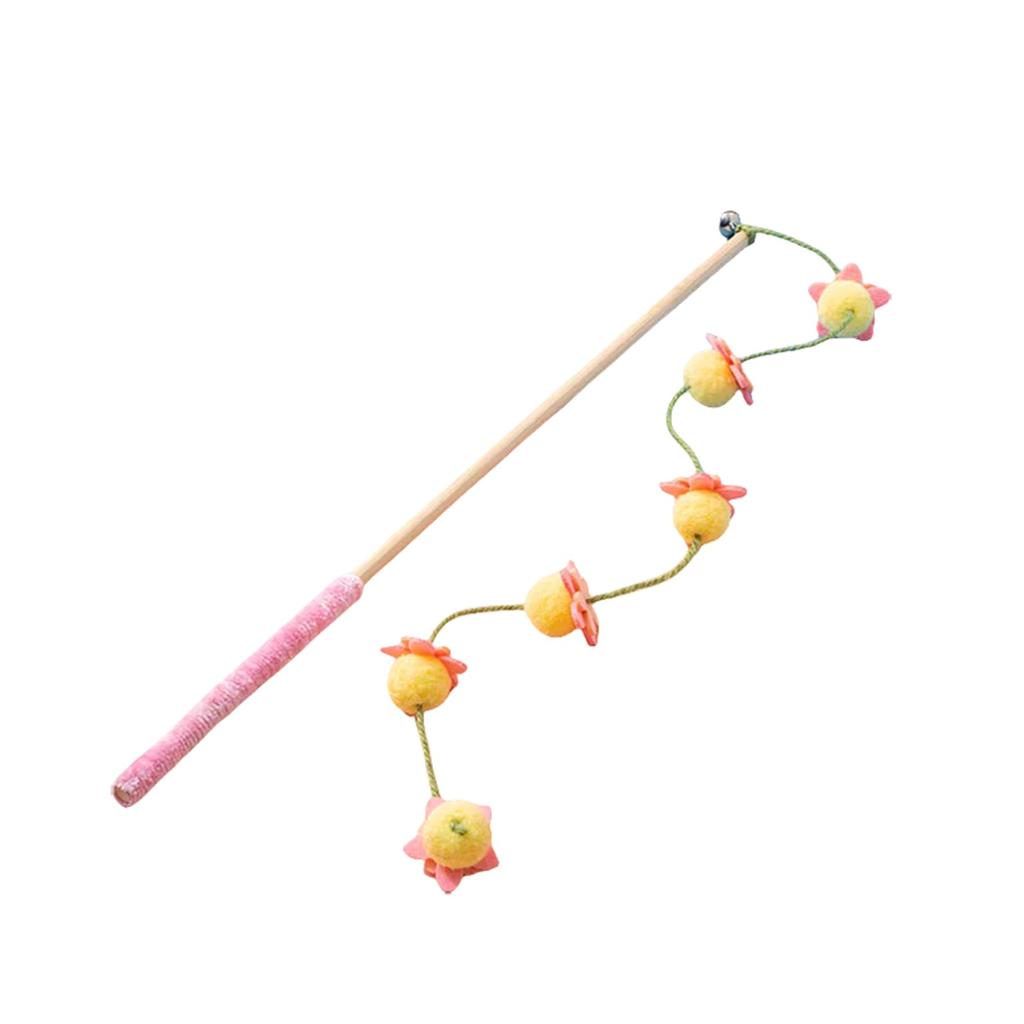 Wand Toy With Bell: Floral Teaser For Cats & Kittens