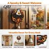3D Floral Pumpkin Wall Art Halloween Ghost Wooden Welcome Door Hanger Sign, Cute Ornament with Bell Durable Sign for Porch Hanging Rope, Decor Indoor