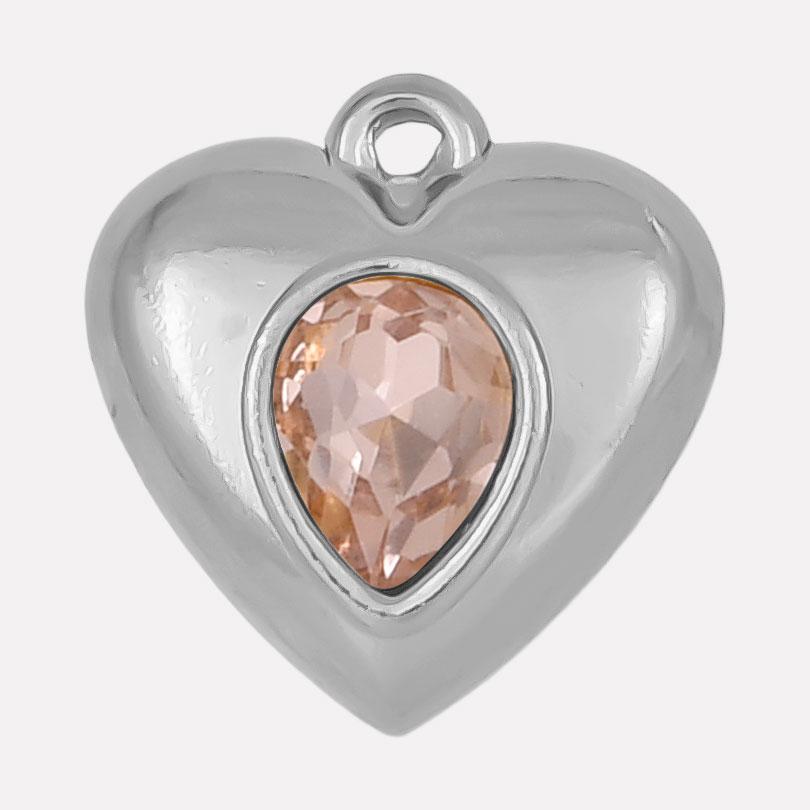 Never Fade Heart Charm Water Drop Rhinestone 6pcs Stainless Steel Charms For Jewelry Making Supplies Metal Pendant DIY Materials