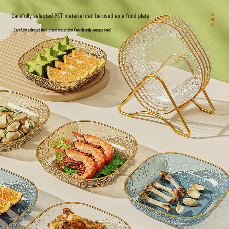 Luxury Plastic Bone Dish: Versatile Small Plate for Snacks, Fruits, Residue Storage, and Stir-Fry.