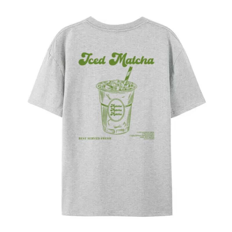 T-shirt Matcha Ghiacciato Estetica Retrò T-shirt Carina per Amanti del Matcha Donna Estate Oversize Streetwear T-shirt Grafiche Abbigliamento Unisex