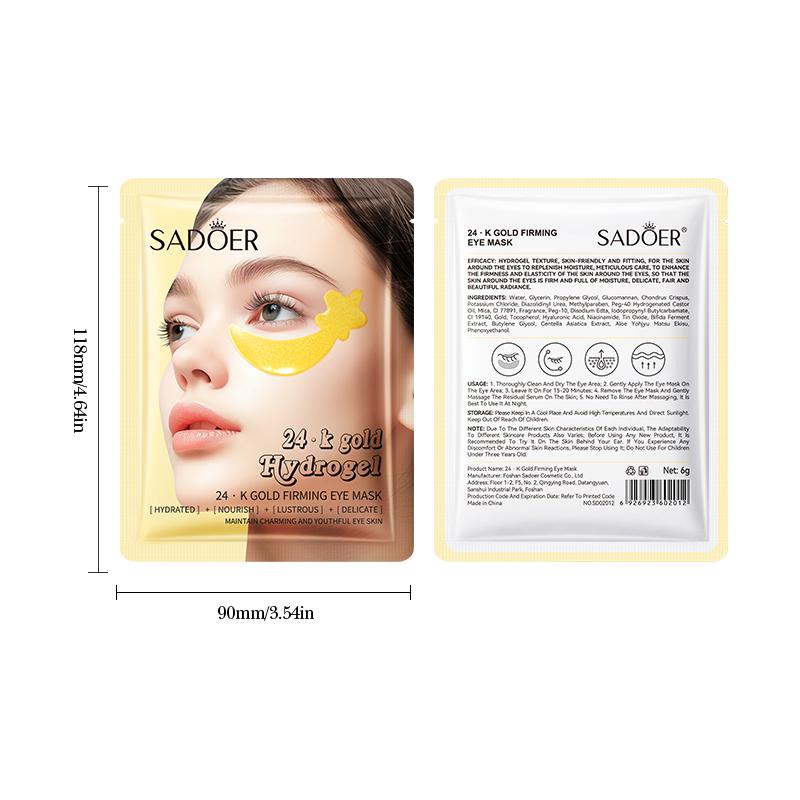 5PCS SADOER 24K Gold Crystal Collagen Eye Mask Anti Wrinkle Dark Circles Moisturizing Anti Wrinkle Anti-aging Eye Patches Skin Care