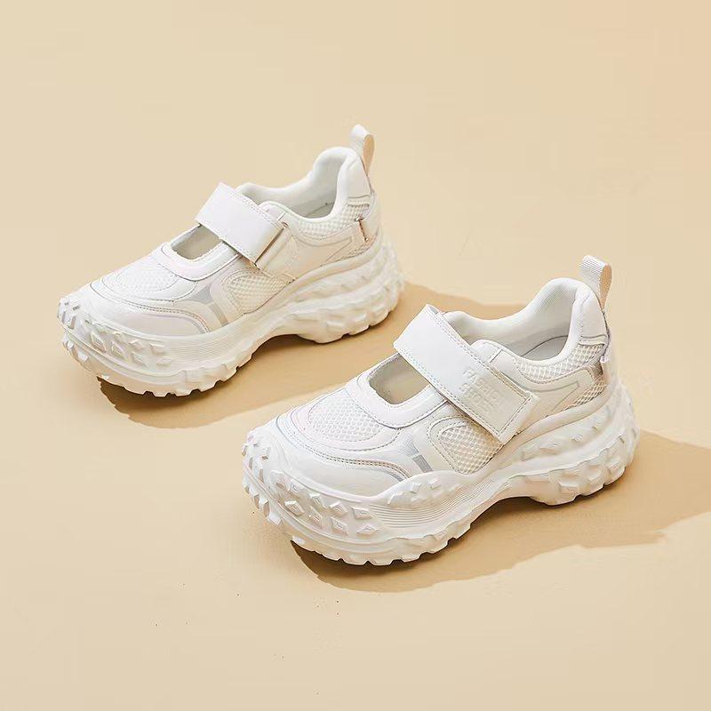 

Velcro sports sandals women s outer wear 2025 new summer breathable small thick-soled heightening hollow dad shoes 40 бежевый