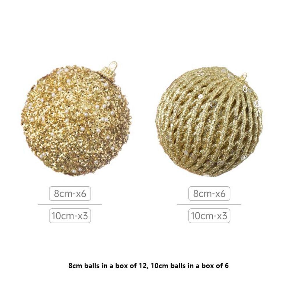 6/12pcs 8/10cm Festive Decorative Ball Glitter Christmas Tree Hanging Ornaments  Photographic Props
