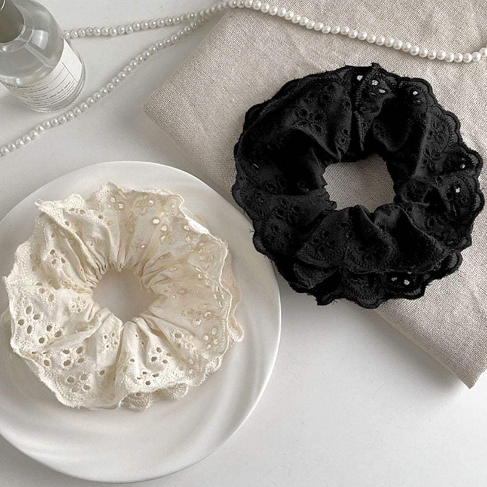 

Женская большая кружевная резинка для волос с перфорацией, резинка для волос гопчанг ivory