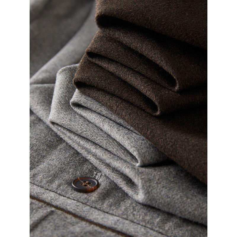 Mens Fall Straight Leg Casual Pants Wool Blend Relaxed Fit Mid Waist Trousers