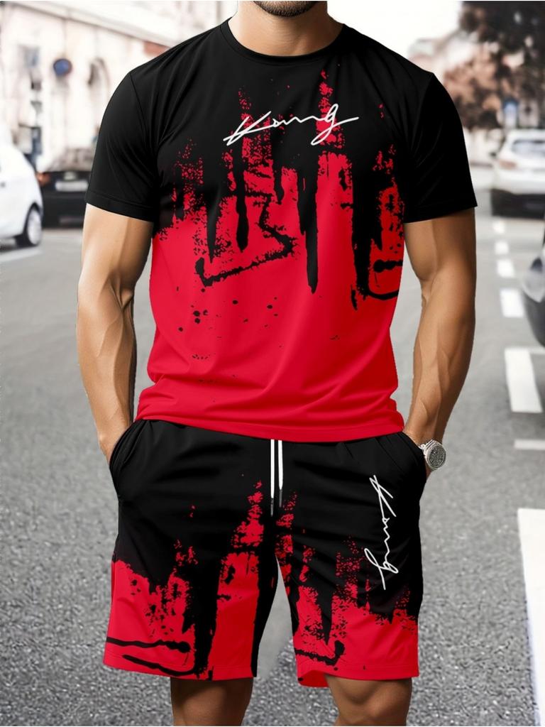 New Summer Casual Men's T-Shirt and Shorts Sets Sports Men's Tops and Shorts Streetwear Loose Men Summer Clothes