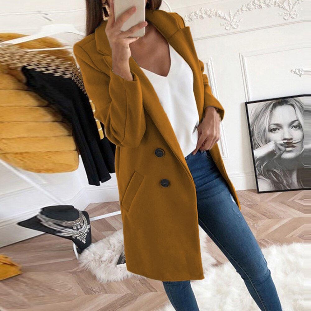 Women's Solid Color Lapel Mid-length Button Imitation Woolen Coat Spring Furry Outerwear Type 2024 Autumn Winter Plus Size New Faux Fur Coat