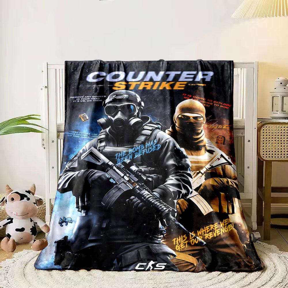 

Two armed characters in tactical gear facing opposite directions. for all seasons blanket lunch break throw gift 80cm x 120cm