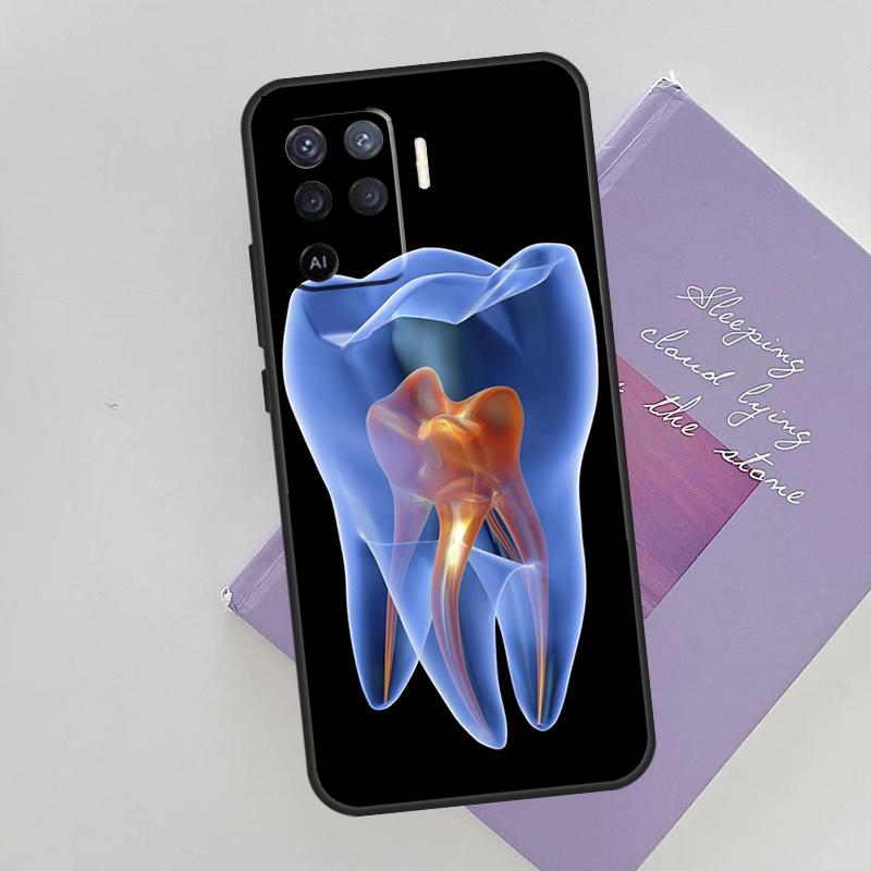 Dentist Tooth Pattern Phone Case For Oppo A54 A74 A94 A15 A16 A17 A52 A72 A76 A96 A57 A58 A78 A98 A53S Cover Case
