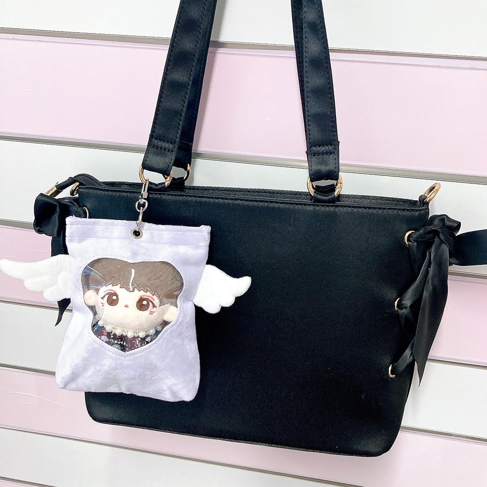 Plyšové pouzdro s křídly pro 10cm plyšové srdce, Andělská taška fialová Hračky, Okénko, Křídla, Průhledné, Přívěsek, [Použité]