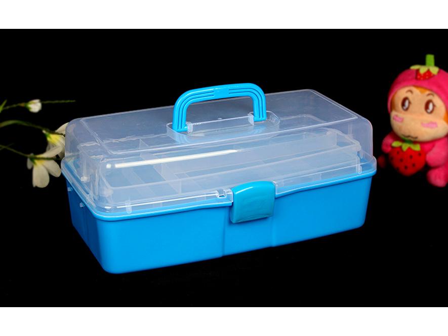 Extra Large Transparent Plastic Toolbox with Three Layers - Artist & Electrician Portable Folding Storage Box