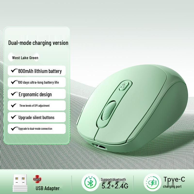 Bluetooth Wireless Dual-Mode Silent Mouse for Lenovo, Asus, HP, Dell Laptops