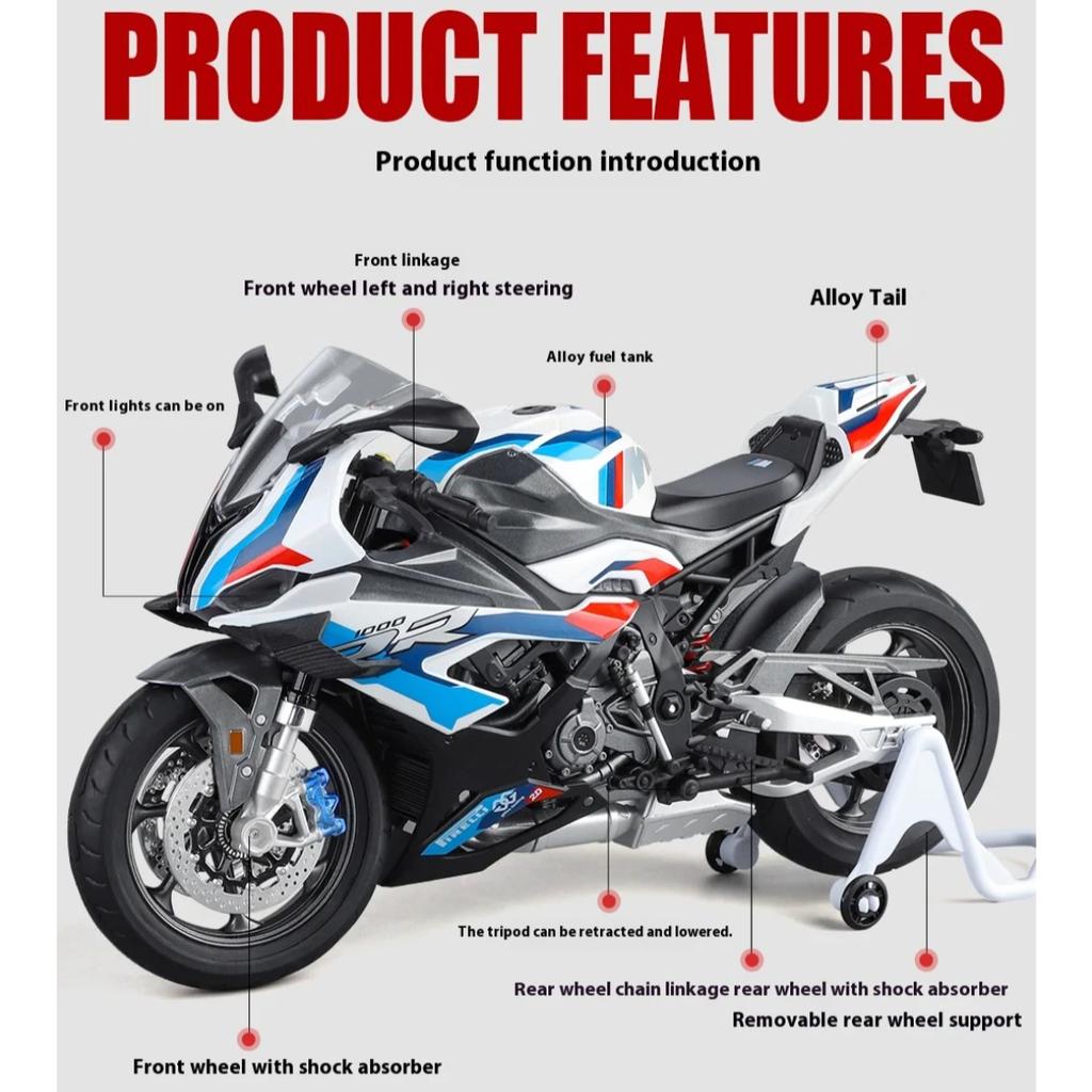 1/9 Scale BMW M1000RR S1000RR Racing Alloy Metal Diecast Motorcycle Model Simulation Hobby Collectibles Holiday Gifts for Boy Children