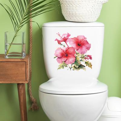 Autocolant pentru toaletă Culoare strălucitoare Model floral rafinat Decal pentru capac de toaletă Ușor de folosit pentru decorarea băii de acasă
