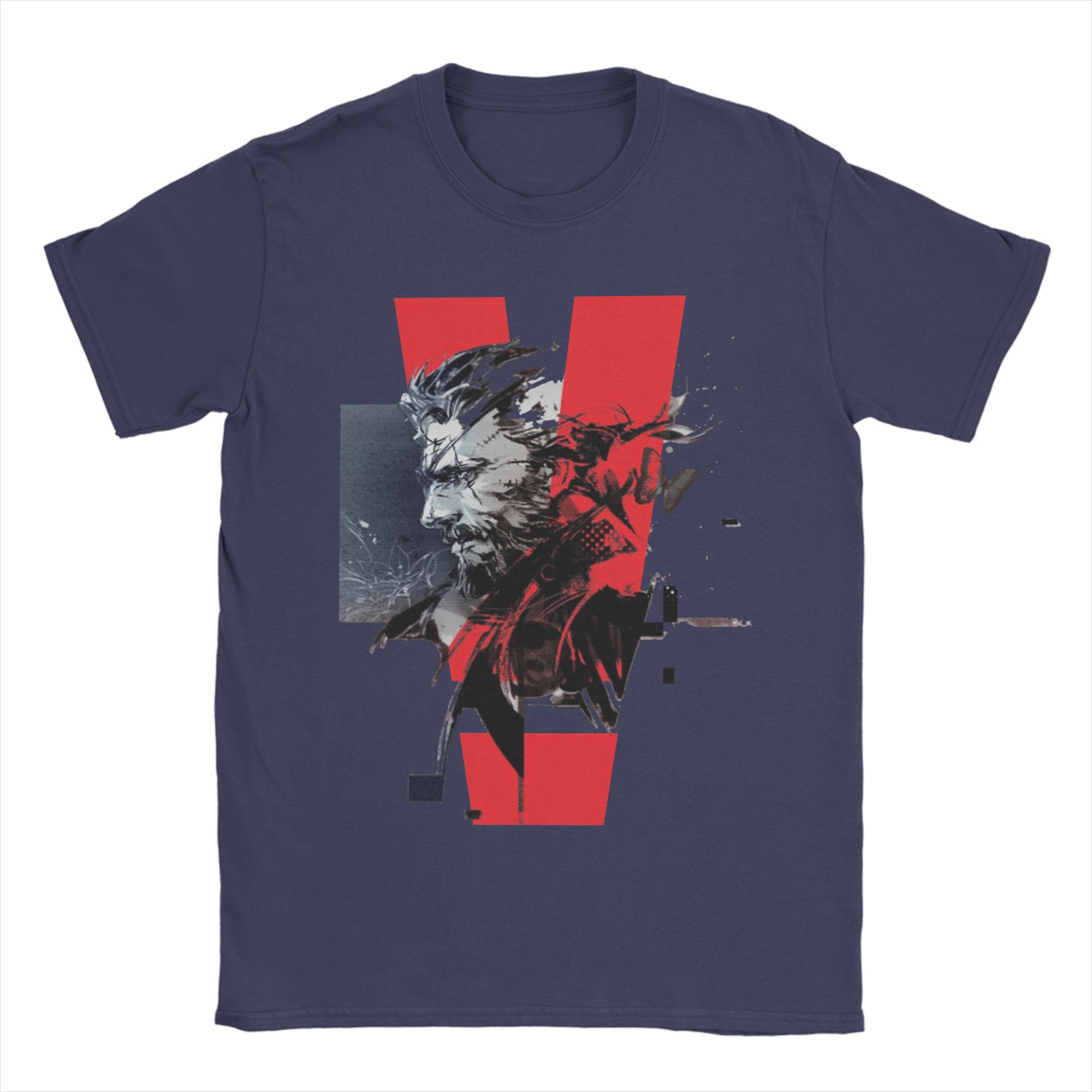 

Metal Gear MGS V The Phantom Pain T Shirts Men 100% Cotton Novelty T-Shirts Round Neck Tees Short Sleeve Tops Printing 4XL
