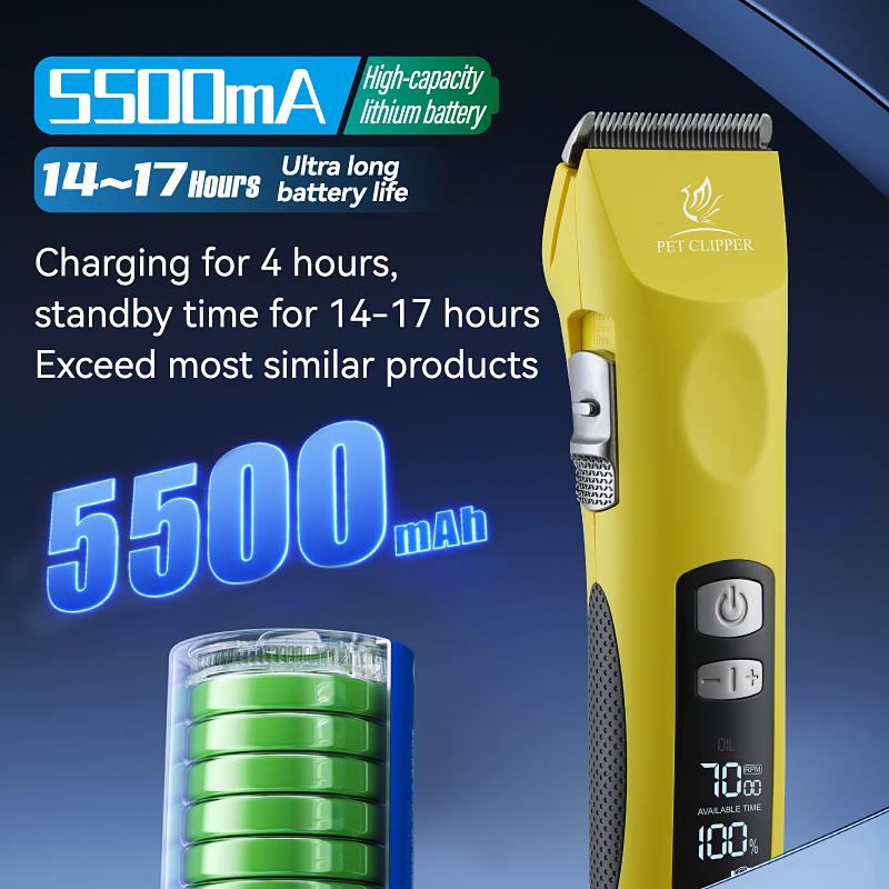 Fenice P300 Upgrade 5500mA Capacity Colorful Cordless LCD Screen Rechargeable Dog Grooming Electric Clippers for Pet Trim Salons