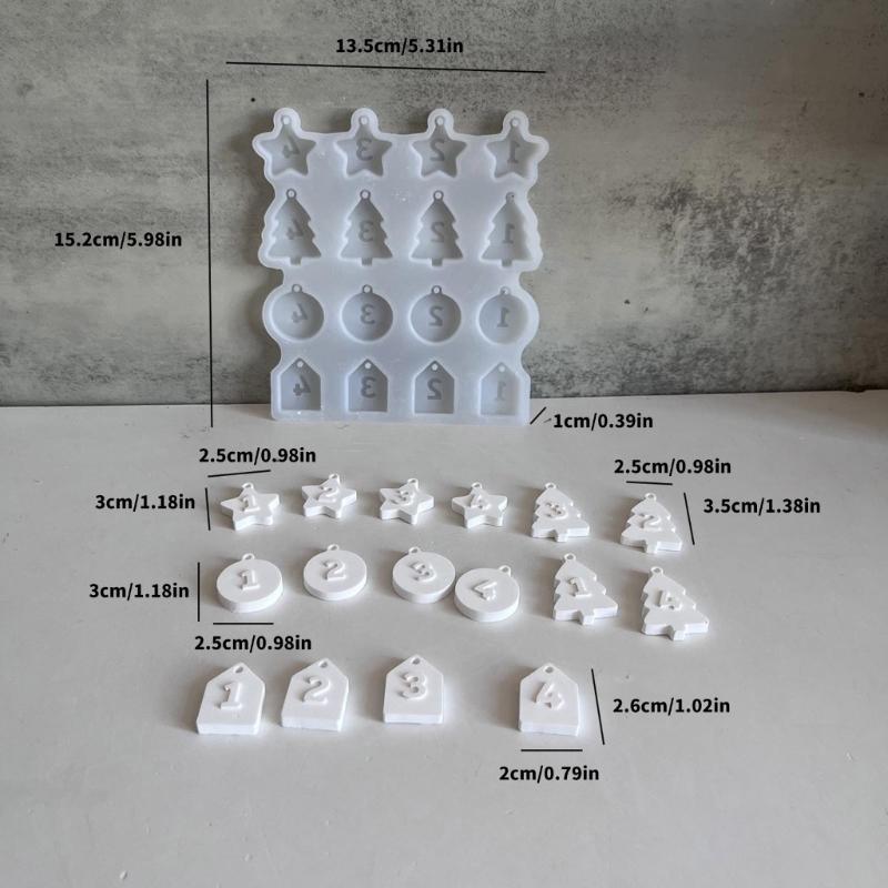 Creative Christmas Tree Ornament Mould Number Figure Pendant Silicone Mold Hanging Accessories Epoxy Resin Jewelry Mold