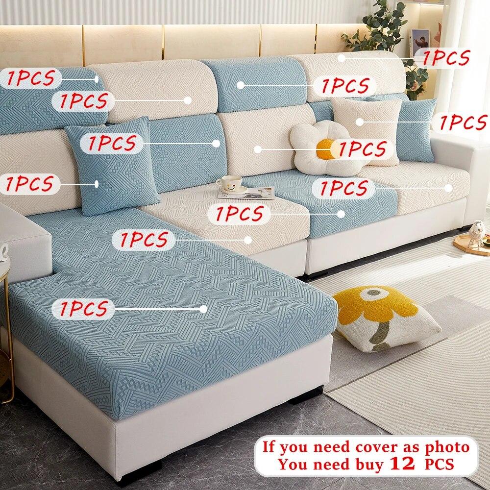 Jacquard Fabric Sofa Sectional Covers For Living Room Removable Couch Slipcover Elastic Sofa Protector Pets Kids Anti-Slip Home
