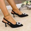 Fashion Women's Heeled Sandals 2025 Summer New Fashionable Pointed Crystal Shoes Temperament Baotou Sandals for Women Sandalias De Mujer