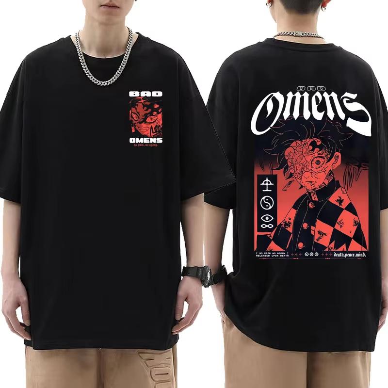 Summer T-shirt: Bad Omen Band Tour American Music Death Peace Soul Bone Graphic Short-sleeved casual style rock T-shirt Gothic