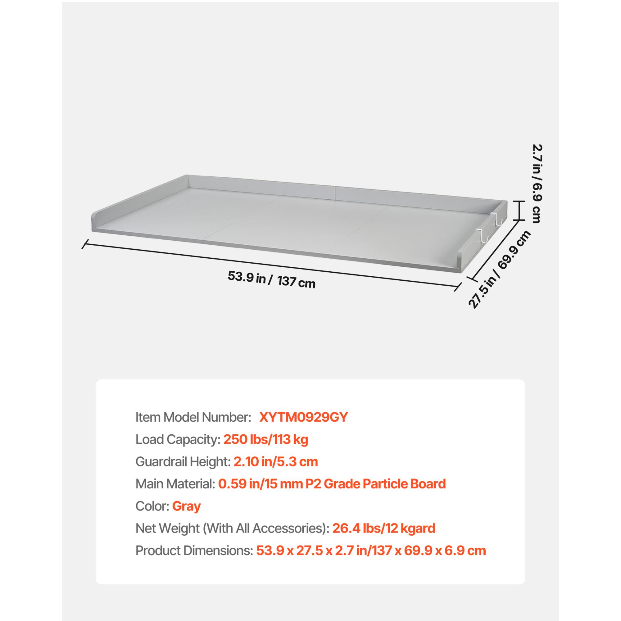 SucceBuy Настольная подставка для стиральной и сушильной машины 54x275 дюймов с краем 2 крючками водостойкая для организации шкафа для белья кладовой столешницы серый 27650₽