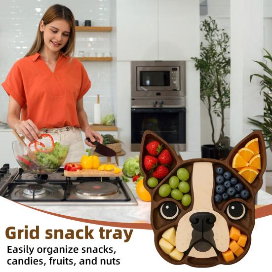 Charcuterie Schotel met Vakken Hondenthema Appetizer Dienblad voor Kaas Vlees en Snacks Hondengezicht Serveerplank voor Feesten en Picknicks