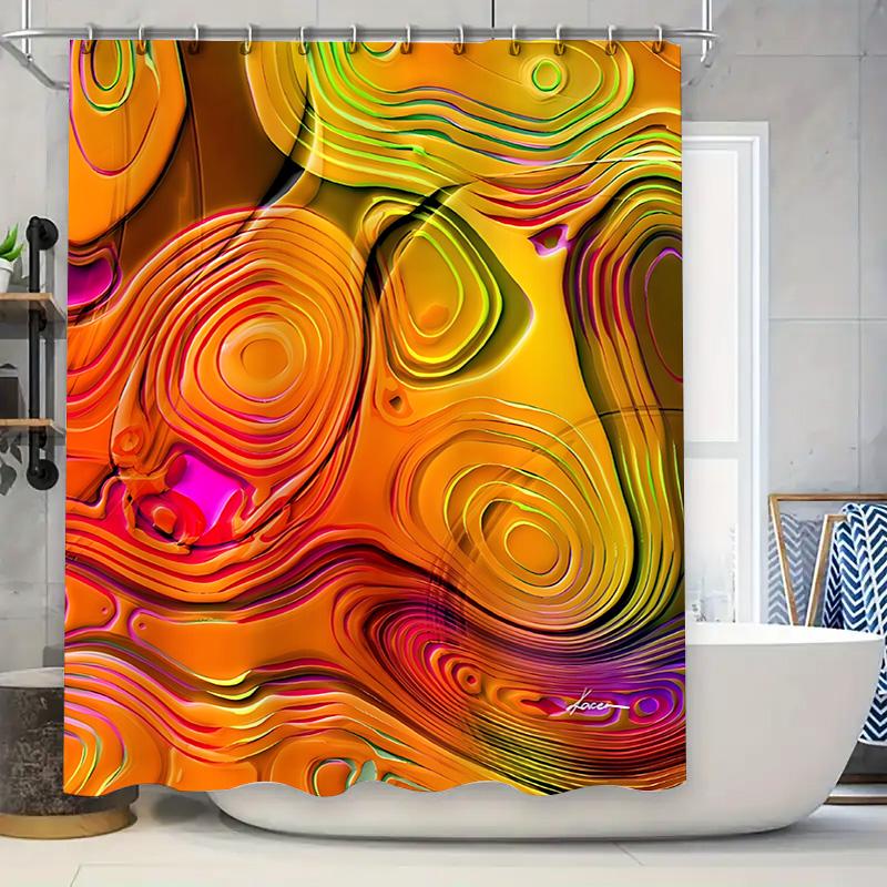 

Vibrant Abstract Art Shower Curtain With Swirls And Colors For Home Decor Suitable For Wet And Dry Separation Waterproofdurable W60H190(CM)-1 Pcs