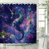 Magical Seahorse Print Waterproof Shower Curtain for Bathroom,Vibrant Floral &Butterfly Design High-End Toilet Partition Curtain