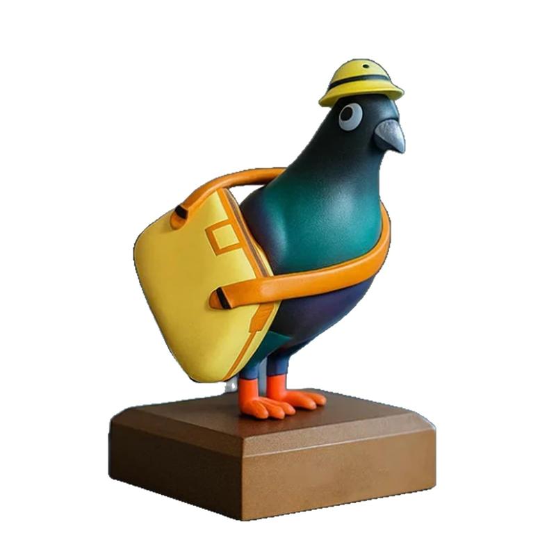 

Cute Pigeon Figurine with Yellow Hat and Bag Office Desk Decor for Women Mini Animal Scul nture for Bookshelf Creative Gift Idea
