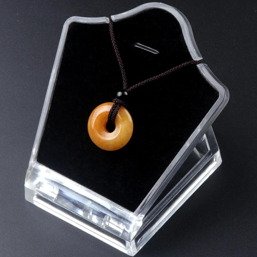 Peace Buckle Necklace Natural Stone Crystal Agates Doughnut Pendant For Girls Women Birthday Gift Chain 32CM