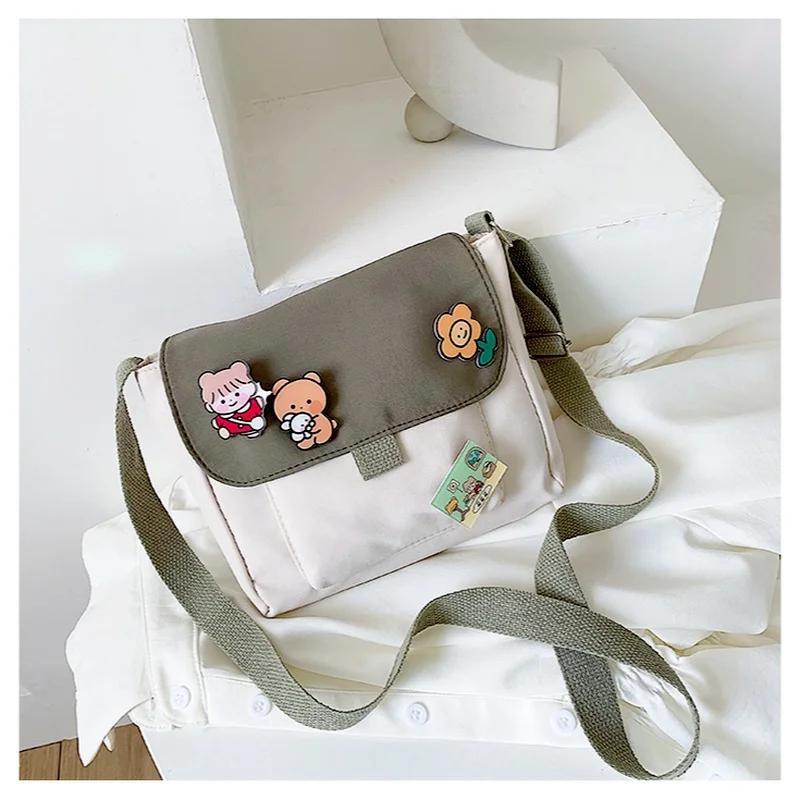 1 Stück Leinwand Kleine Tasche Damen Individuell Umhängetasche Niedlich Student Koreanischer Stil Einzelne Schultertasche