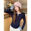 Women's Brushed Half-Button Solid Color Layered Long Sleeve Top - Autumn/Winter Korean Style