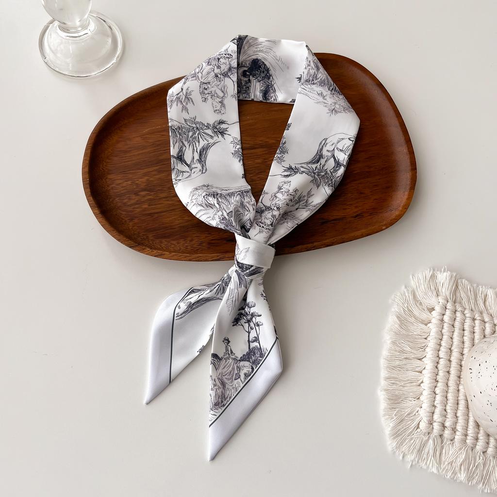 2026 New Long Neckerchief Skinny Hair Bands Women Silk Scarfs Fashion Headbands Bag Scarves Print Hairband Neck Scarf For Ladies