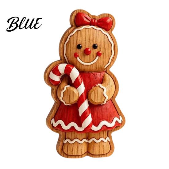 Decorative Wood Craft Ornaments Christmas Gingerbread Man Ornament Hand Painted Vintage Wooden Tabletop Rustic Xmas Shelf Sitters Figurine,